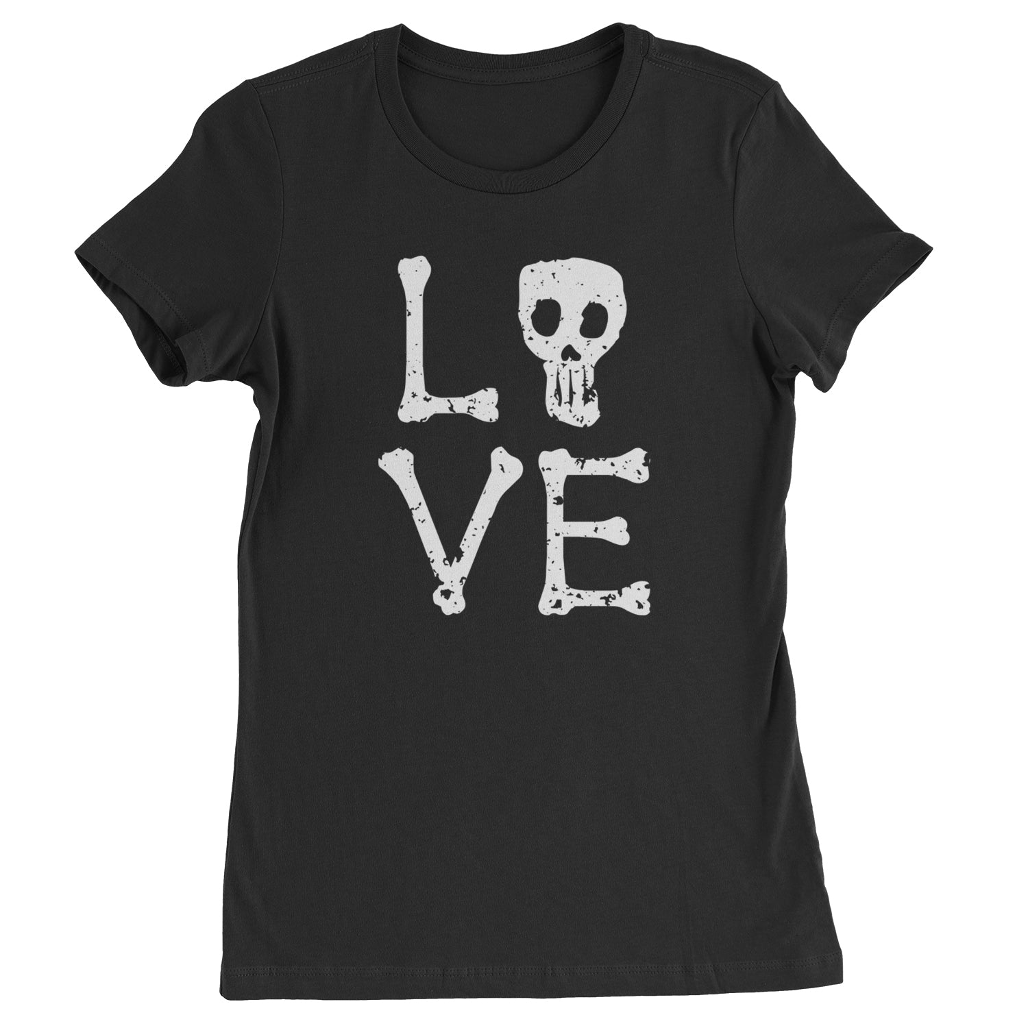 Love Skeleton Bones Womens T-shirt Black