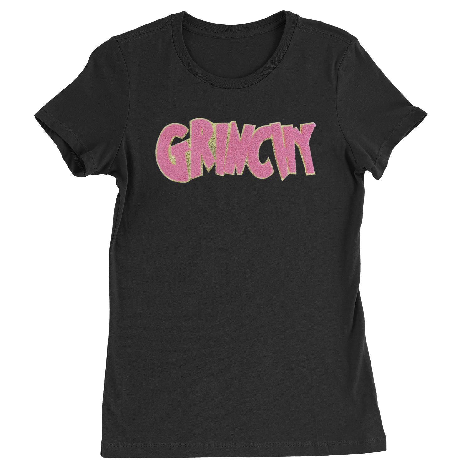 Pink Gr-nchy Chenille Patch  Womens T-shirt Black