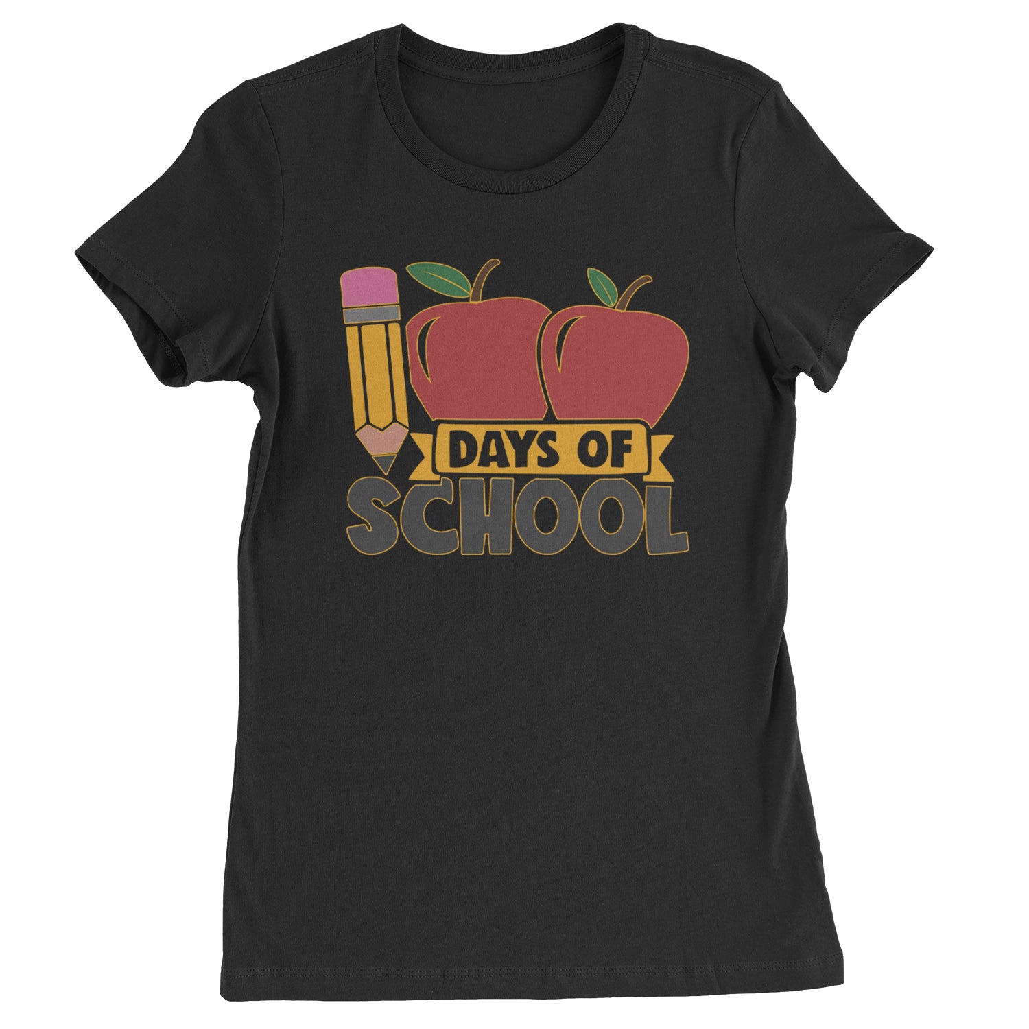 100 Days Of School Apple Pencil  Womens T-shirt Heather Grey