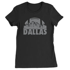 Dallas Texas Skyline Womens T-shirt Black