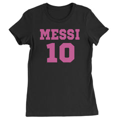 Women's Heavyweight Cotton T-Shirt with bold "MESSI" text and a large "10" in a jersey-style graphic