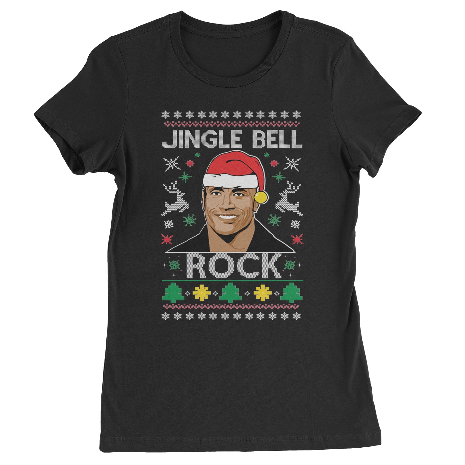 Jingle Bell Rock Ugly Christmas Womens T-shirt Maroon