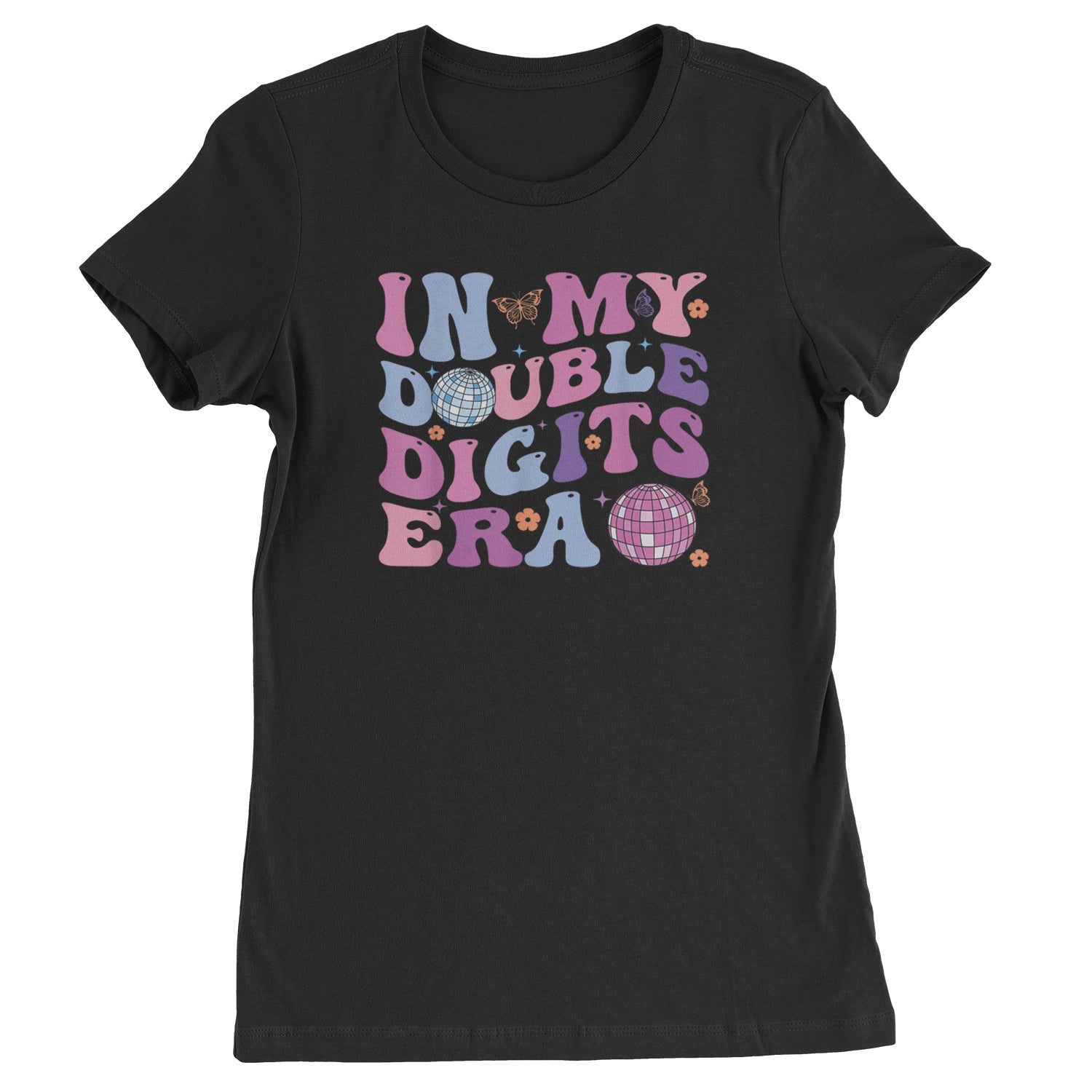 In My Double Digits Era Retro 10 Year Old 10th Birthday Womens T-shirt Light Pink