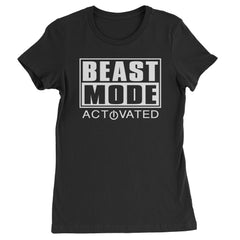 Women's Heavyweight Cotton T-Shirt with bold "BEAST MODE" and "ACTIVATED" text and a power-button symbol