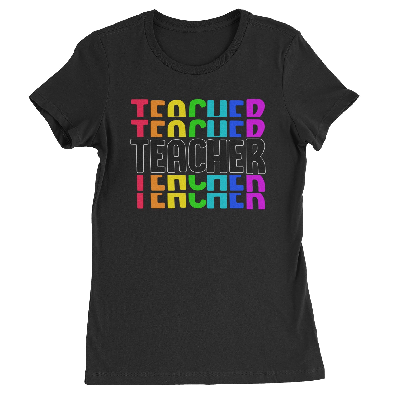 Teacher Repeated Rainbow Pattern  Womens T-shirt Light Pink