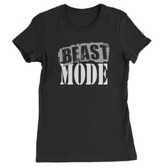 BEAST MODE bold distressed typography on a Women's Heavyweight Cotton T-Shirt with crew neck and cap sleeves