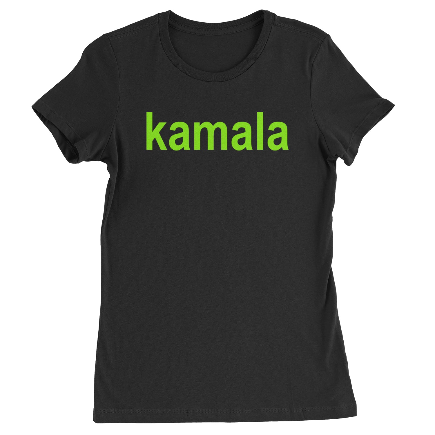 Kamala Bright Green Brat Coconut Tree Womens T-shirt Black