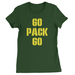 Go Pack Go Green Bay bold high-contrast lettering on a Women's Heavyweight Cotton T-Shirt