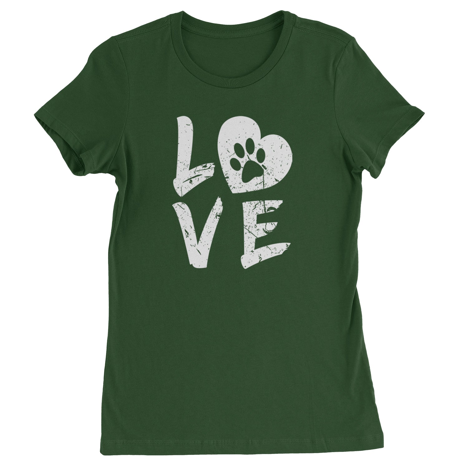 I Love My Dog Paw Print  Womens T-shirt Black