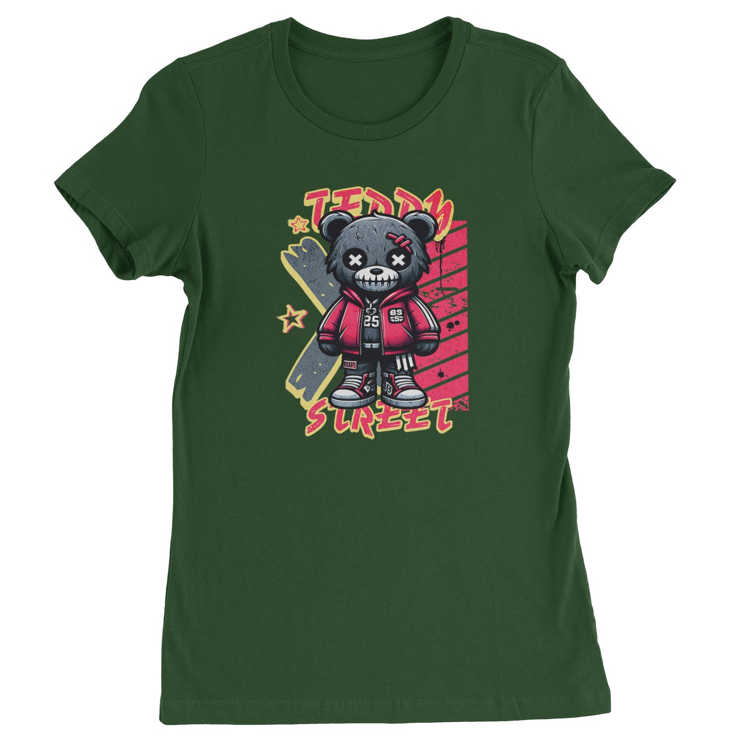 Teddy Attitude Urban Graffiti Bear  Womens T-shirt Black