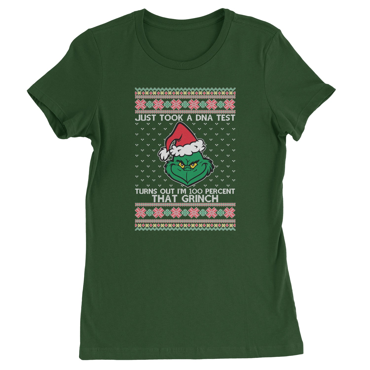 One Hundred Percent That Gr-nch Ugly Christmas Womens T-shirt Forest Green