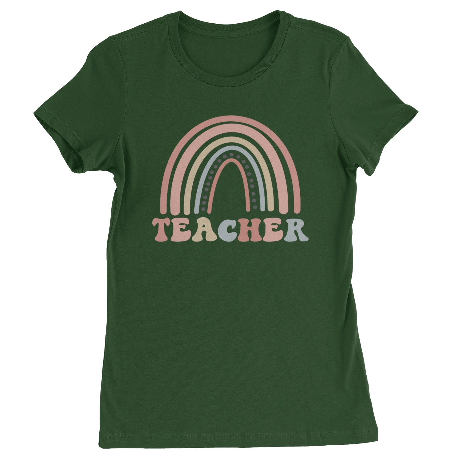 Teacher Pastel Rainbow  Womens T-shirt Forest Green