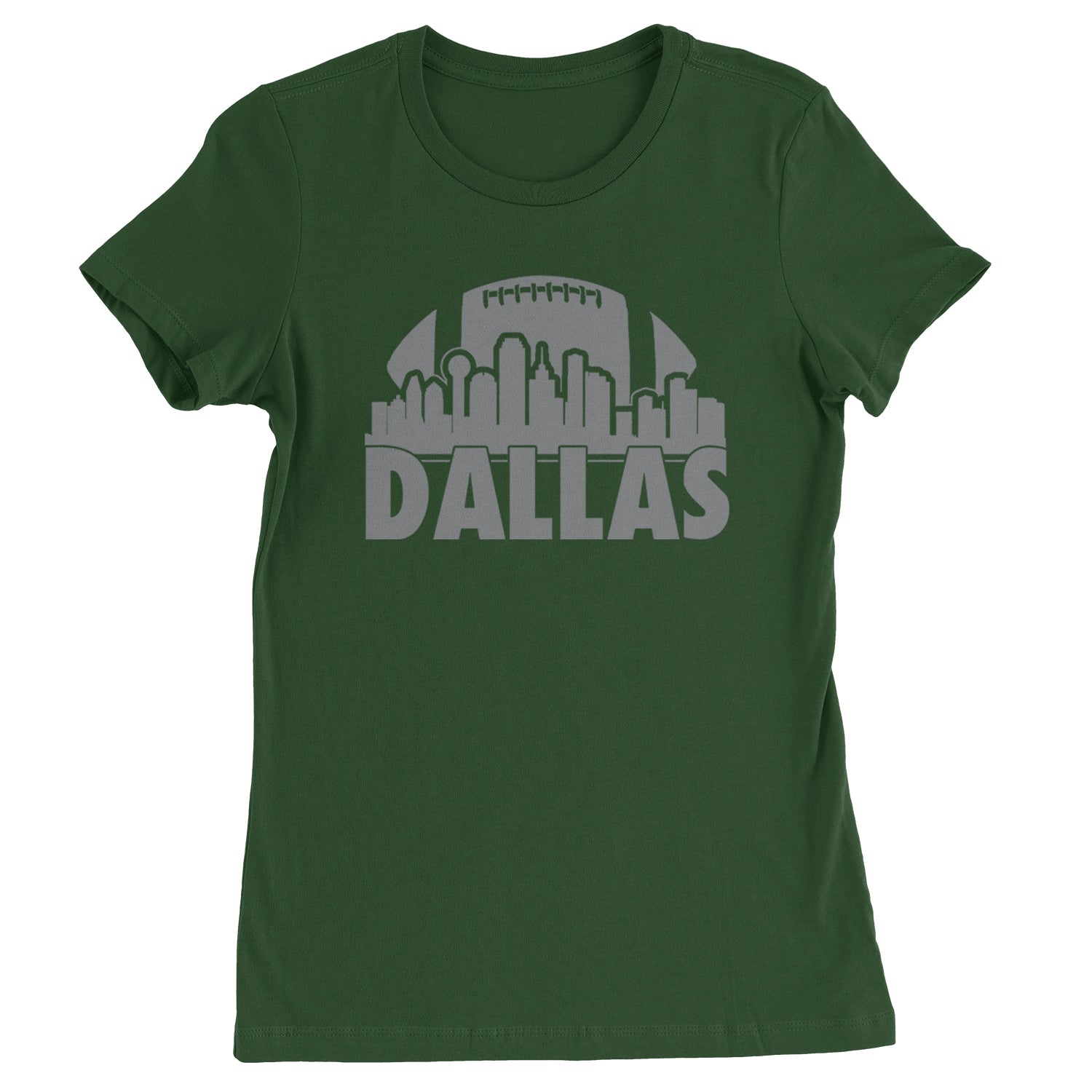 Dallas Texas Skyline Womens T-shirt Forest Green