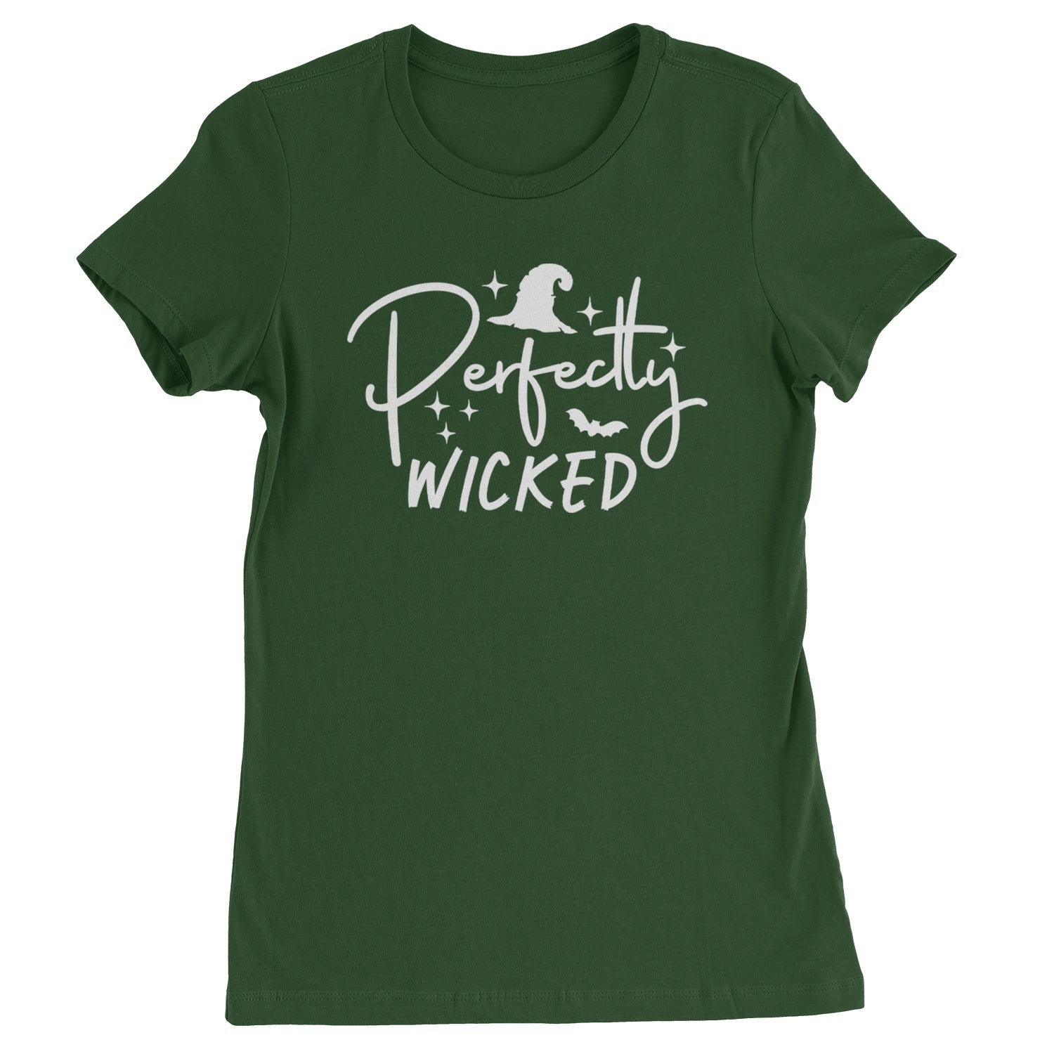 Perfectly Wicked Witchy Halloween Womens T-shirt Forest Green