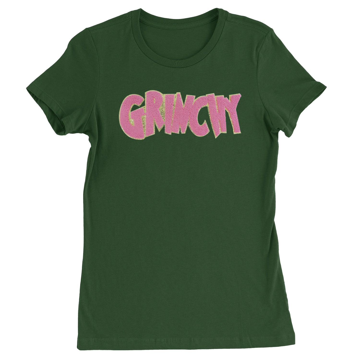 Pink Gr-nchy Chenille Patch  Womens T-shirt Black