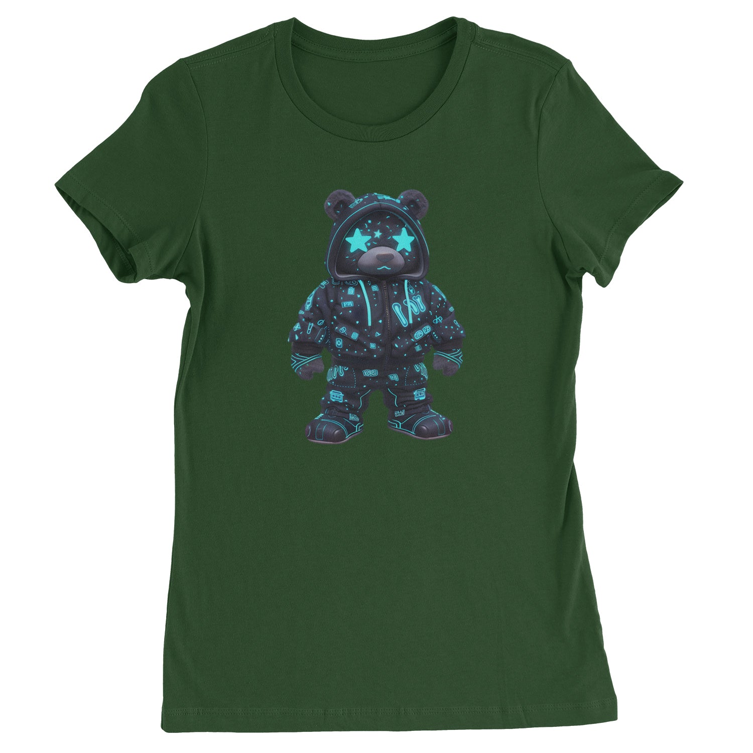 Starry Eyed Vaporwave Urban Graffiti Bear  Womens T-shirt Black