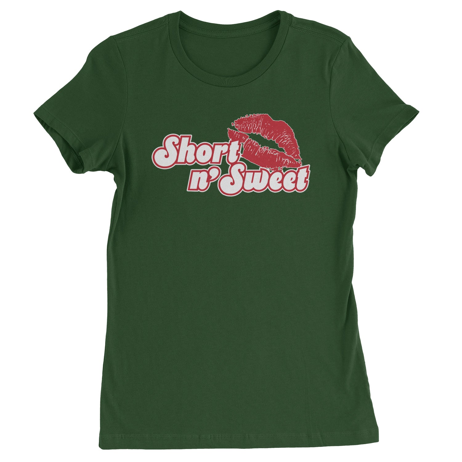 Short N' Sweet Red Lips  Womens T-shirt Forest Green