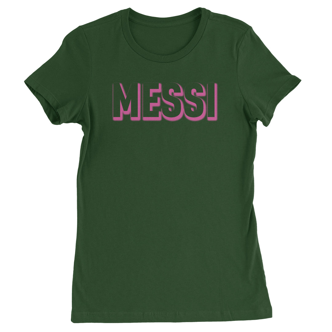 Messi OUTLINE Miami Futbol Womens T-shirt Forest Green