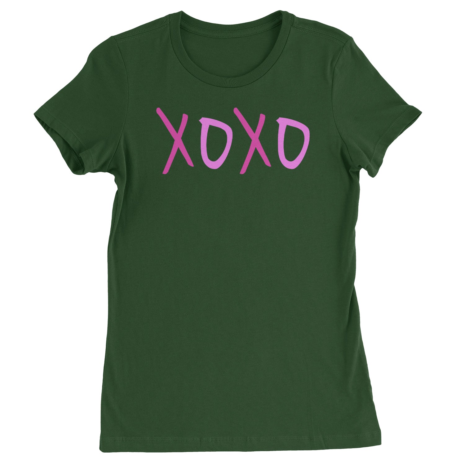 XOXO Pink Print  Womens T-shirt Forest Green