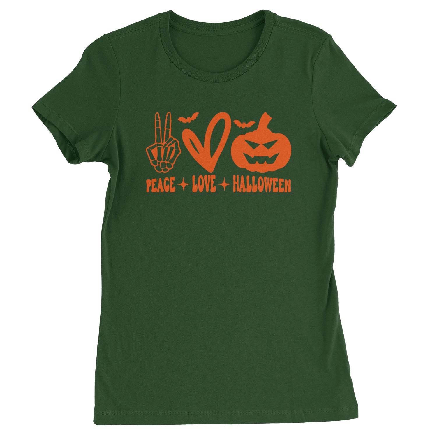 Peace, Love and Halloween Womens T-shirt Forest Green