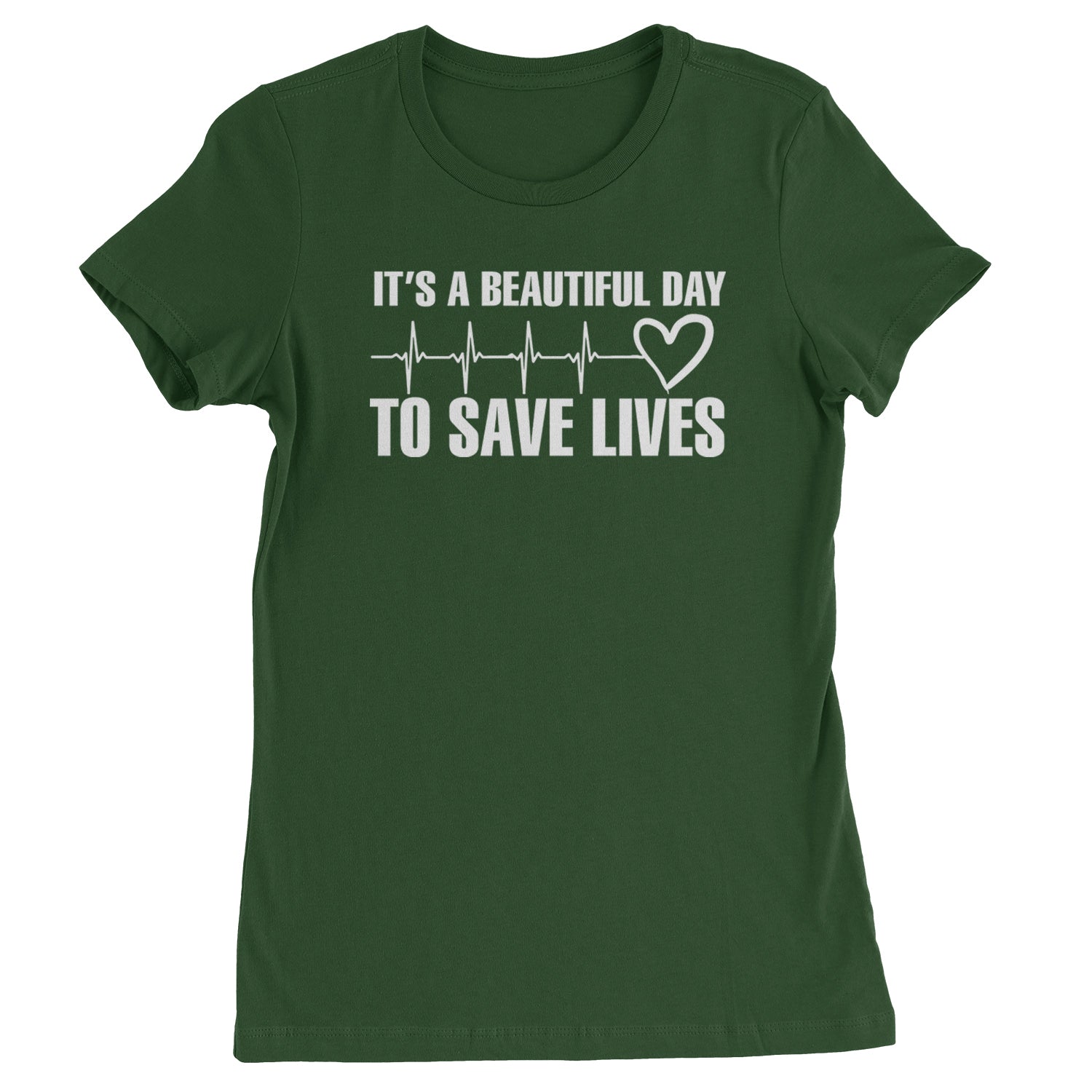 It's A Beautiful Day To Save Lives Nurse Doctor EKG Womens T-shirt Black