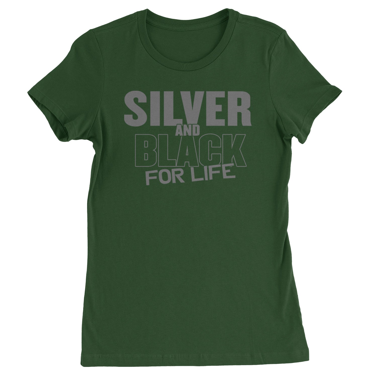 Silver And Black For Life Football Fan Womens T-shirt Black