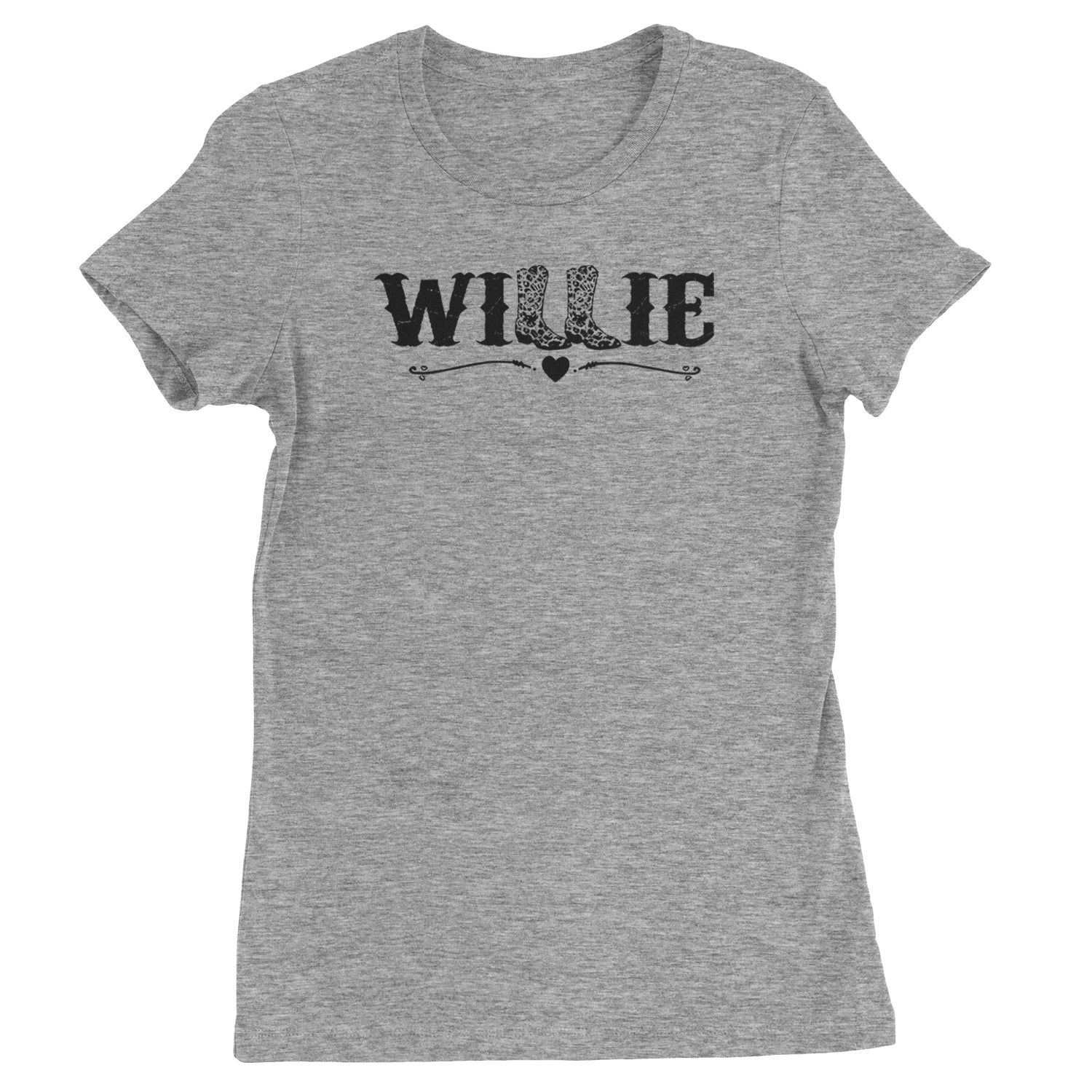 Willie Cowboy Boots Hippy Country Music Womens T-shirt Heather Grey