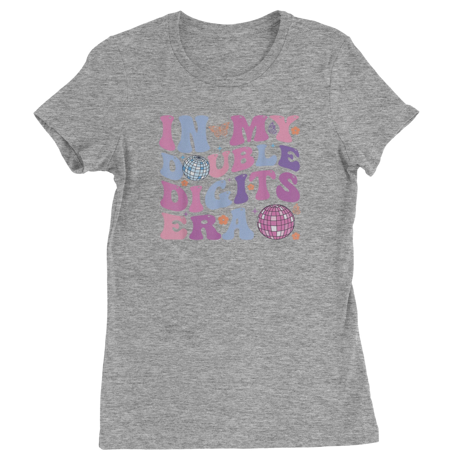 In My Double Digits Era Retro 10 Year Old 10th Birthday Womens T-shirt Heather Grey