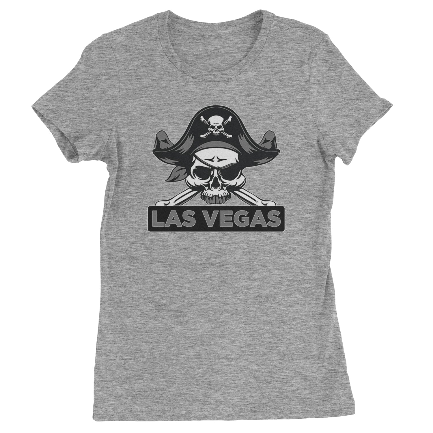 Raider Skull Straight Outta Las Vegas Womens T-shirt Heather Grey