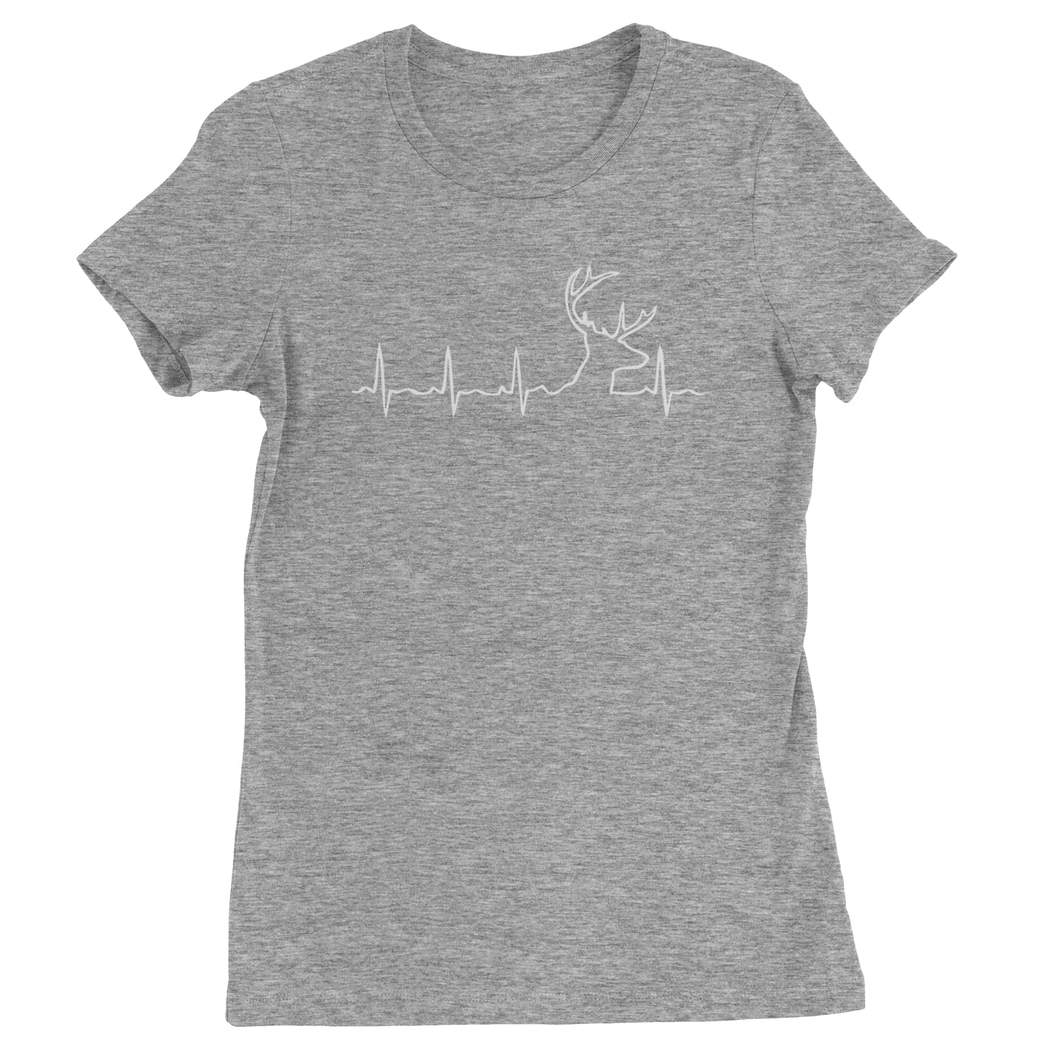 Hunting Heartbeat Deer Hunter Buck Stag Antlers  Womens T-shirt Heather Grey