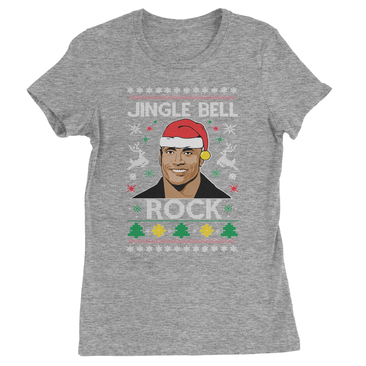 Jingle Bell Rock Ugly Christmas Womens T-shirt Heather Grey