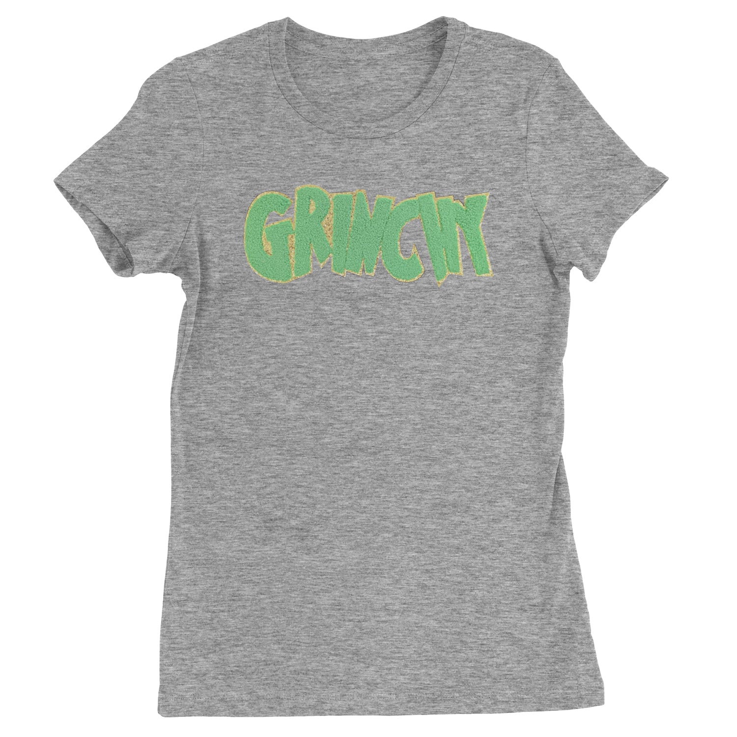 Green Gr-nchy Chenille Patch  Womens T-shirt Heather Grey