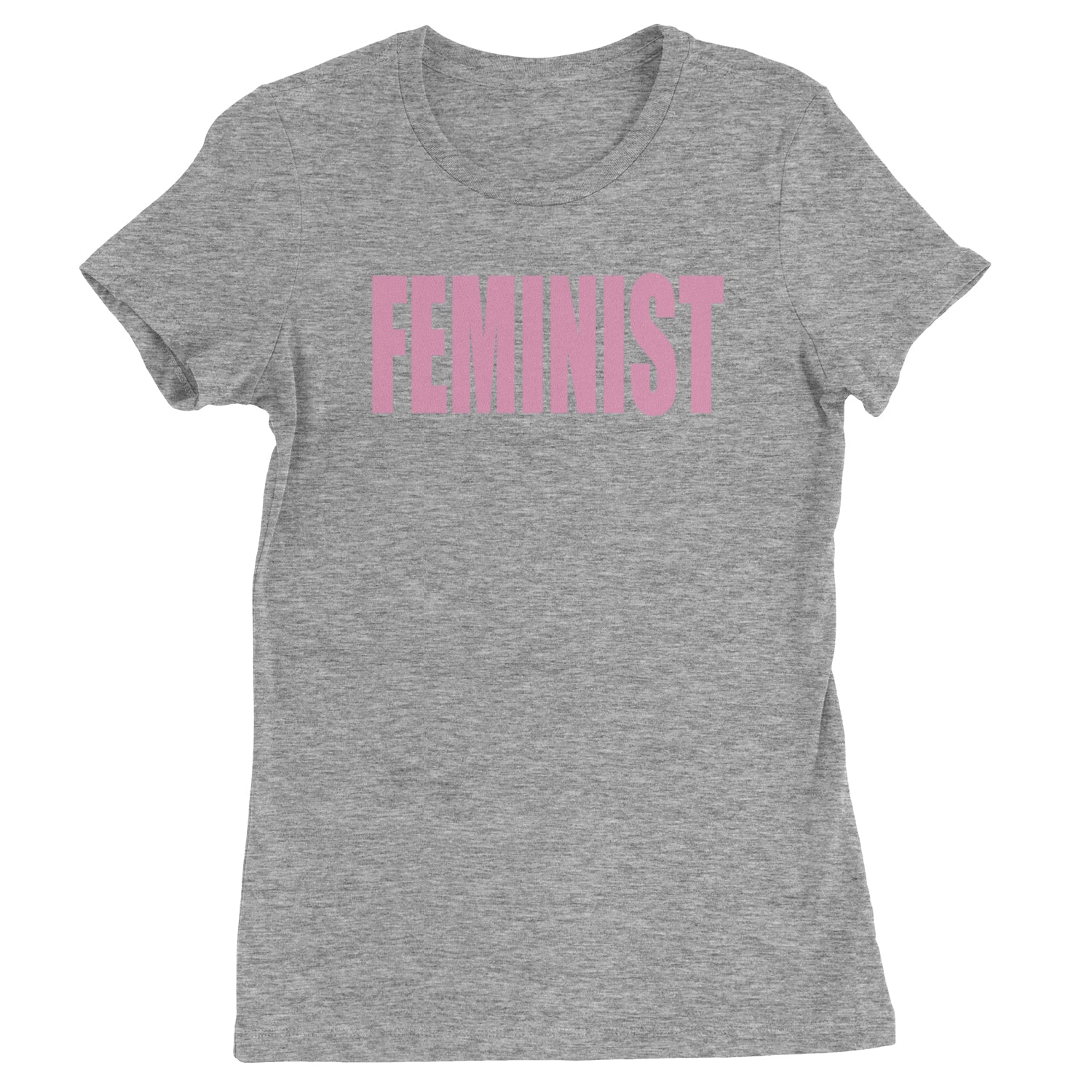 Feminist (Pink Print) Womens T-shirt Heather Grey