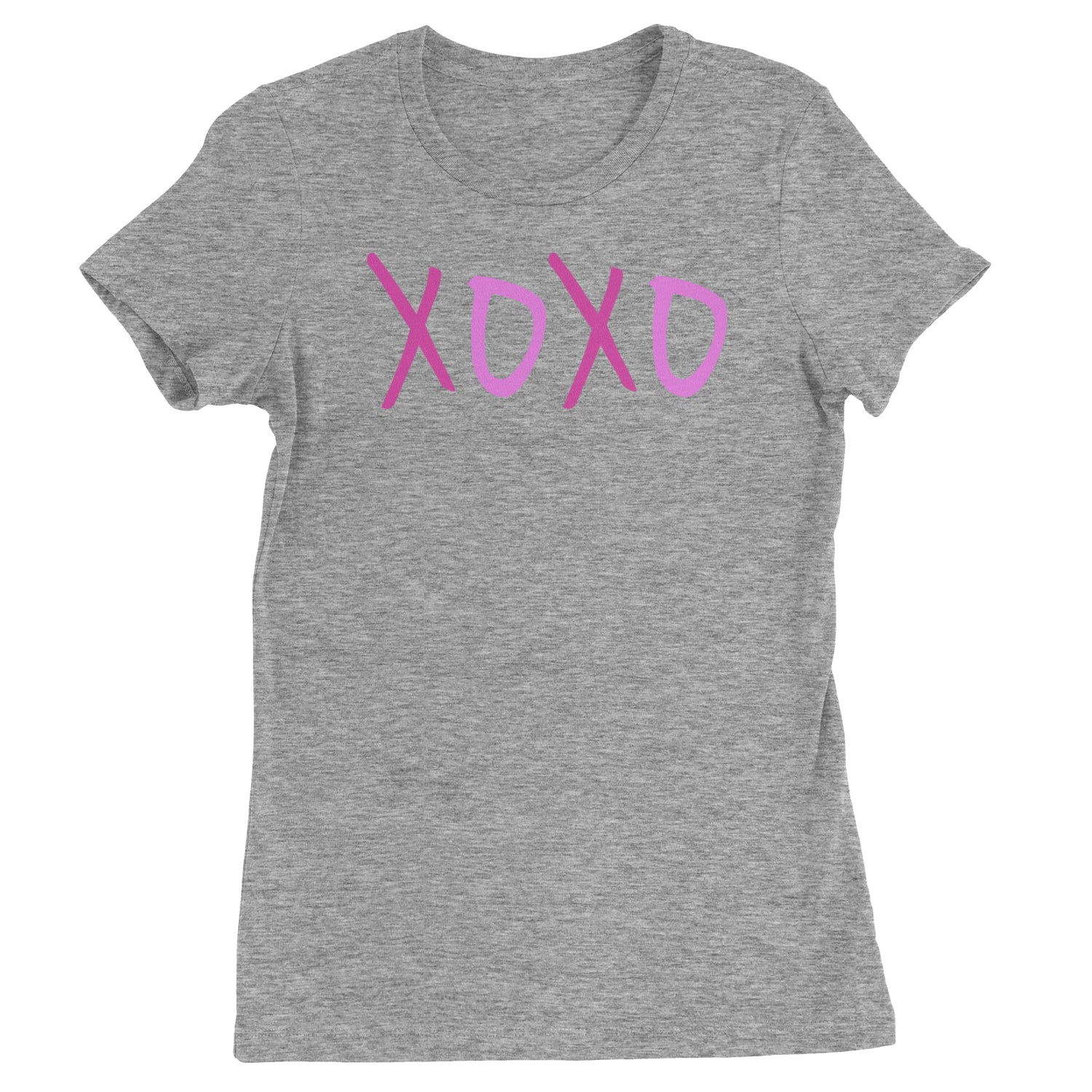 XOXO Pink Print  Womens T-shirt Heather Grey