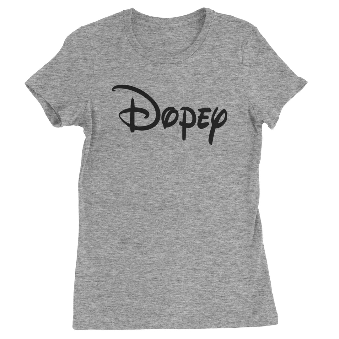 Women's Heavyweight Cotton T-Shirt with bold single-word Dopey name costume-style text