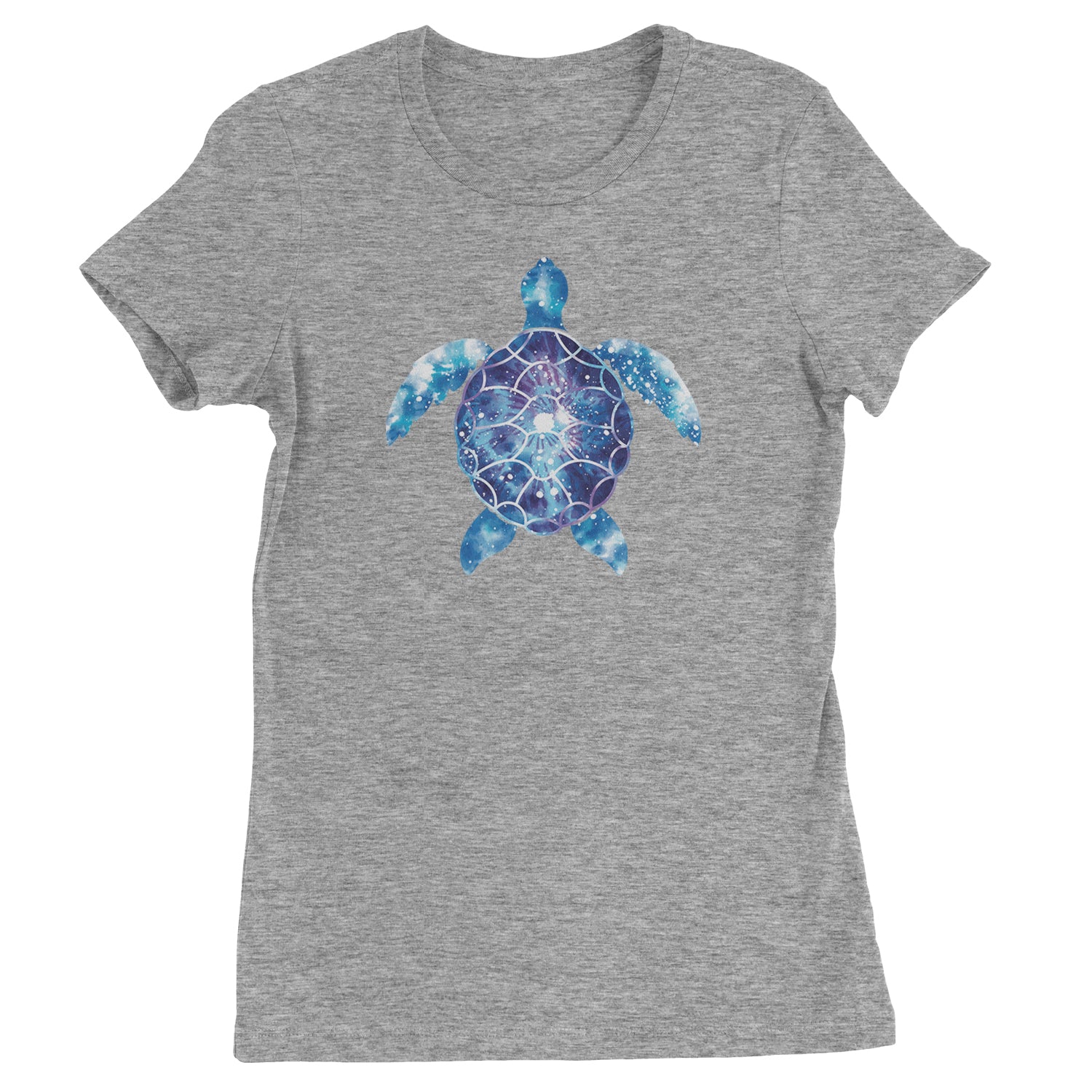 Ocean Aura Tie-Dye Sea Turtle Womens T-shirt Heather Grey