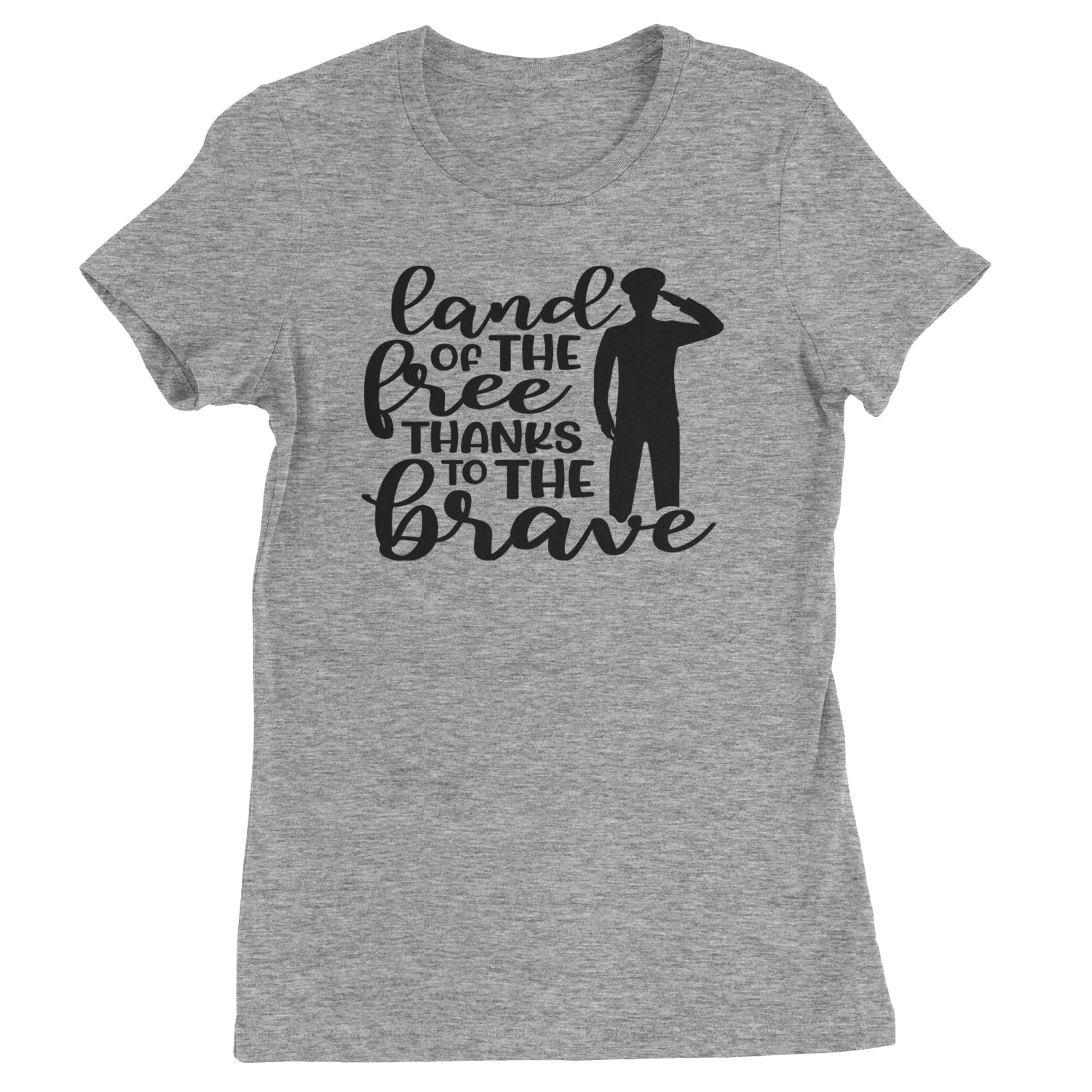 Land Of The Free Thanks To The Brave Veterans Womens T-shirt Heather Grey