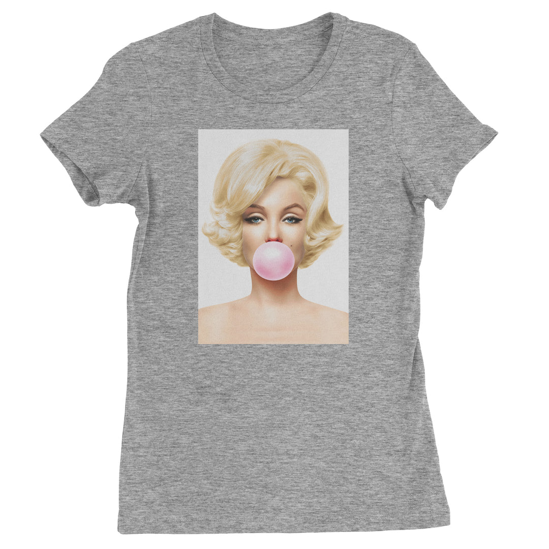 Ms. Monroe Pink Bubble Gum American Icon Womens T-shirt Heather Grey