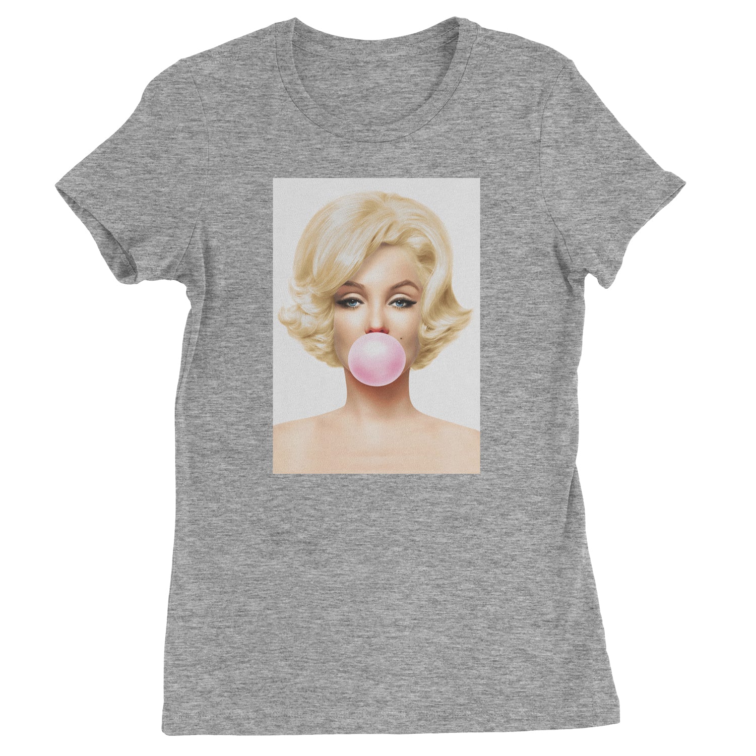 Ms. Monroe Pink Bubble Gum American Icon Womens T-shirt Heather Grey