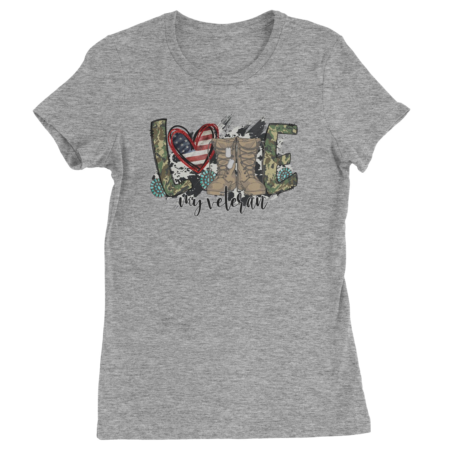 Love My Veteran Honor Veterans Day  Womens T-shirt Heather Grey