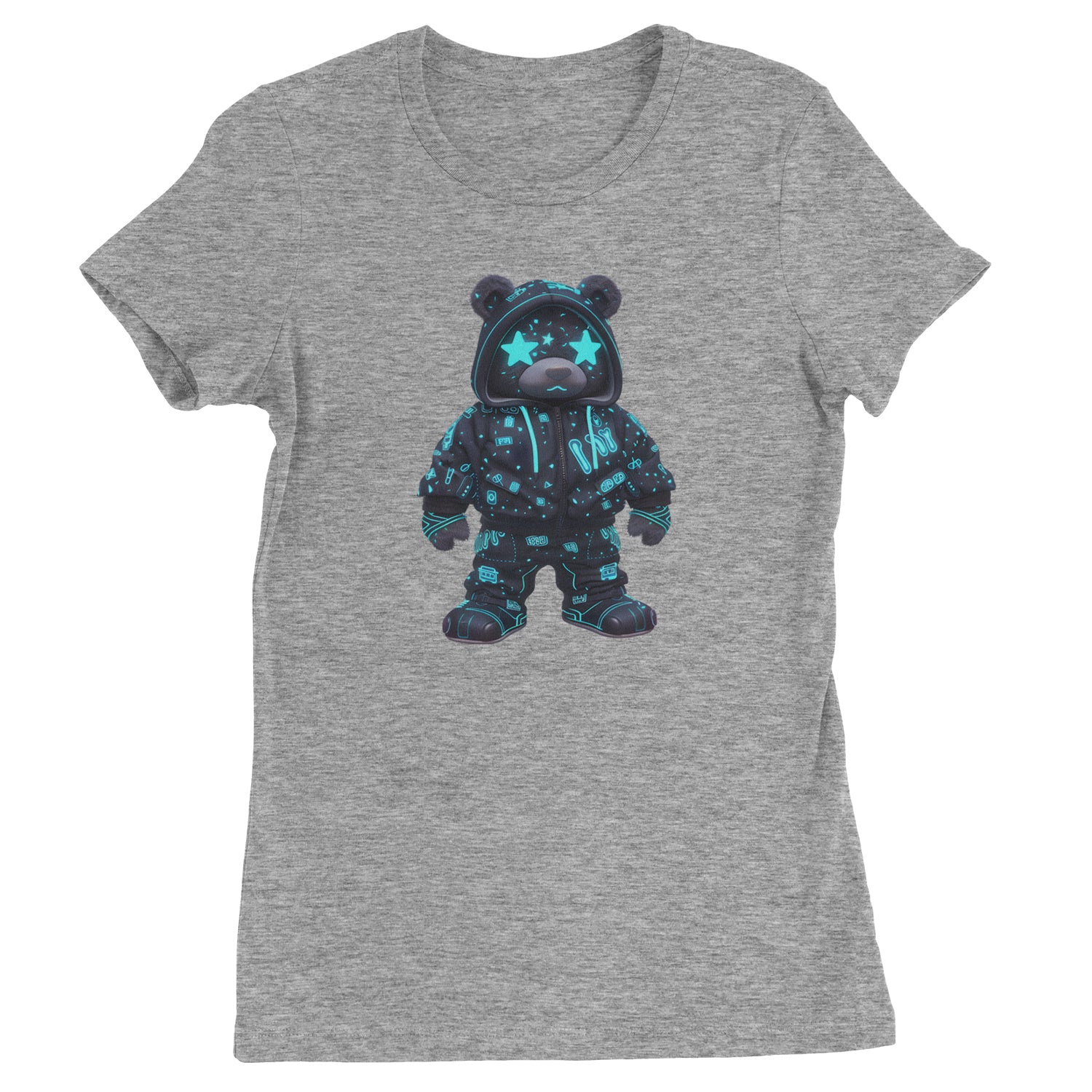 Starry Eyed Vaporwave Urban Graffiti Bear  Womens T-shirt Heather Grey