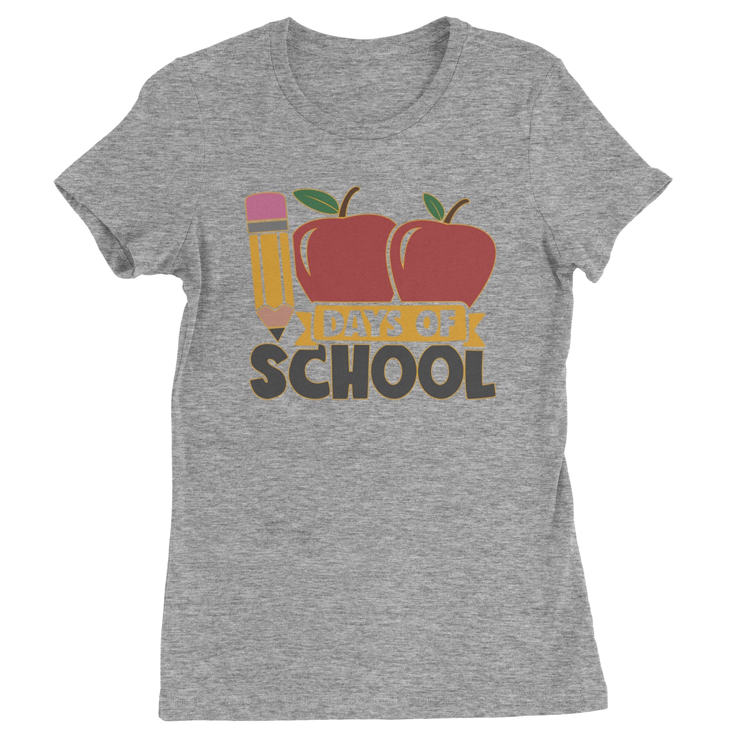 100 Days Of School Apple Pencil  Womens T-shirt Heather Grey