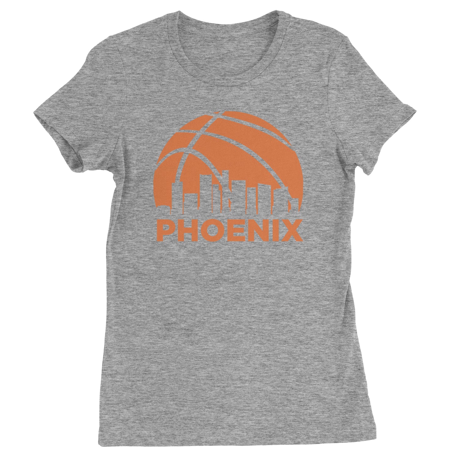 Phoenix Basketball Sunset City Skyline Womens T-shirt Heather Grey