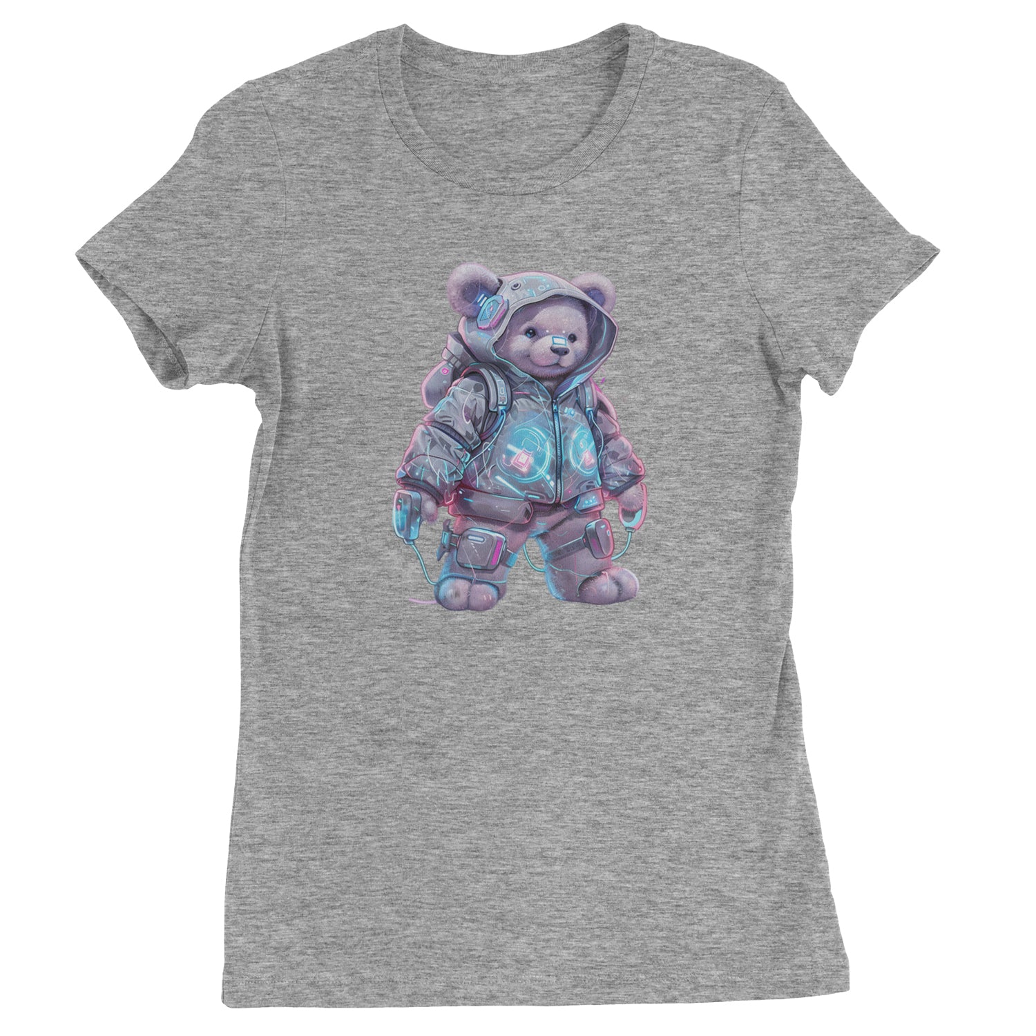 Cyberpunk Adventure Urban Graffiti Bear  Womens T-shirt Heather Grey