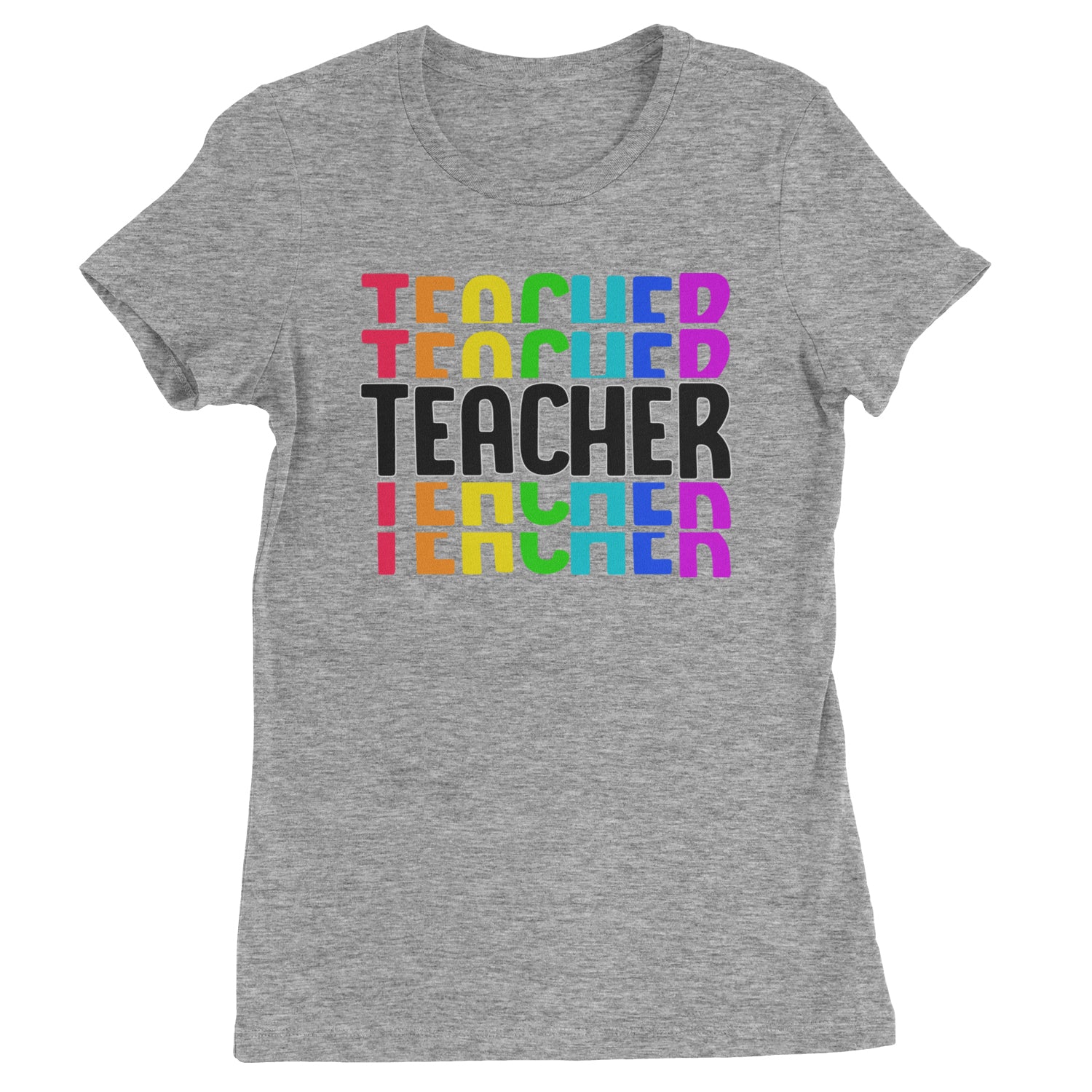 Teacher Repeated Rainbow Pattern  Womens T-shirt Heather Grey