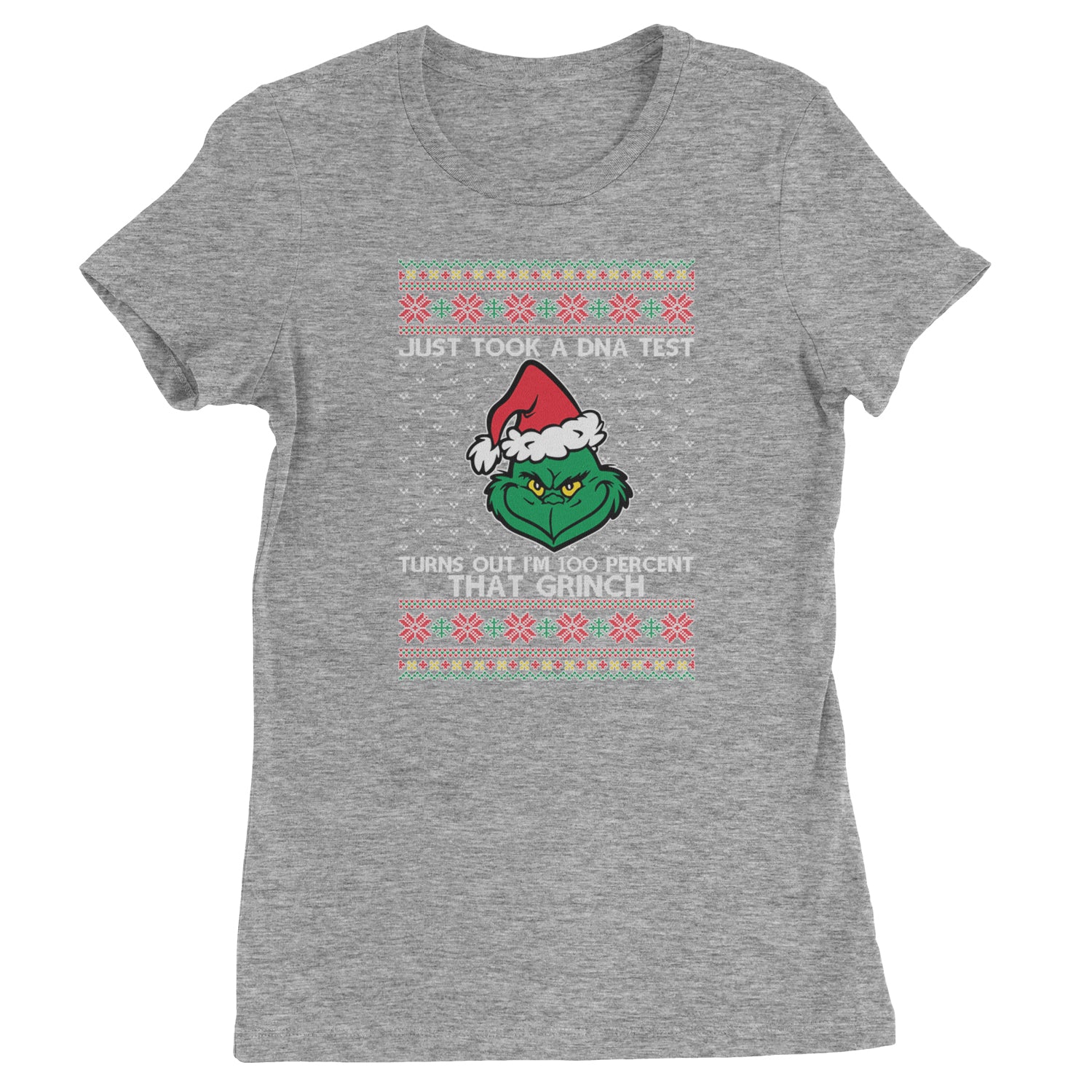 One Hundred Percent That Gr-nch Ugly Christmas Womens T-shirt Heather Grey