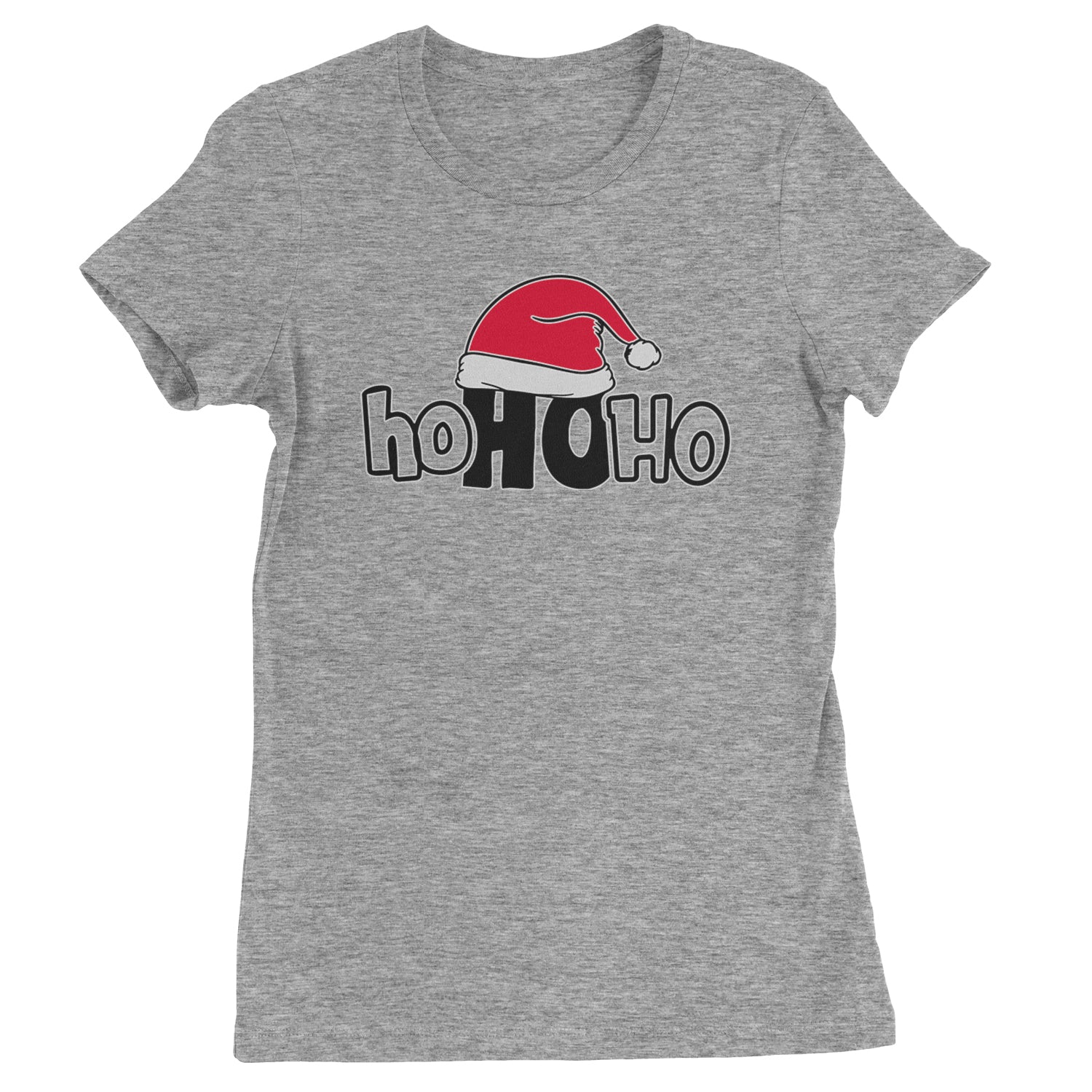 Ho Ho Ho Santa Christmas Hat  Womens T-shirt Heather Grey