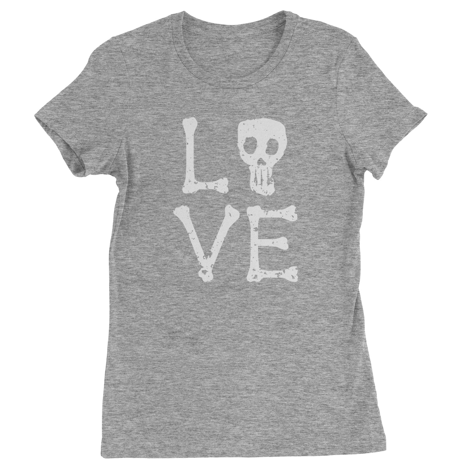 Love Skeleton Bones Womens T-shirt Heather Grey