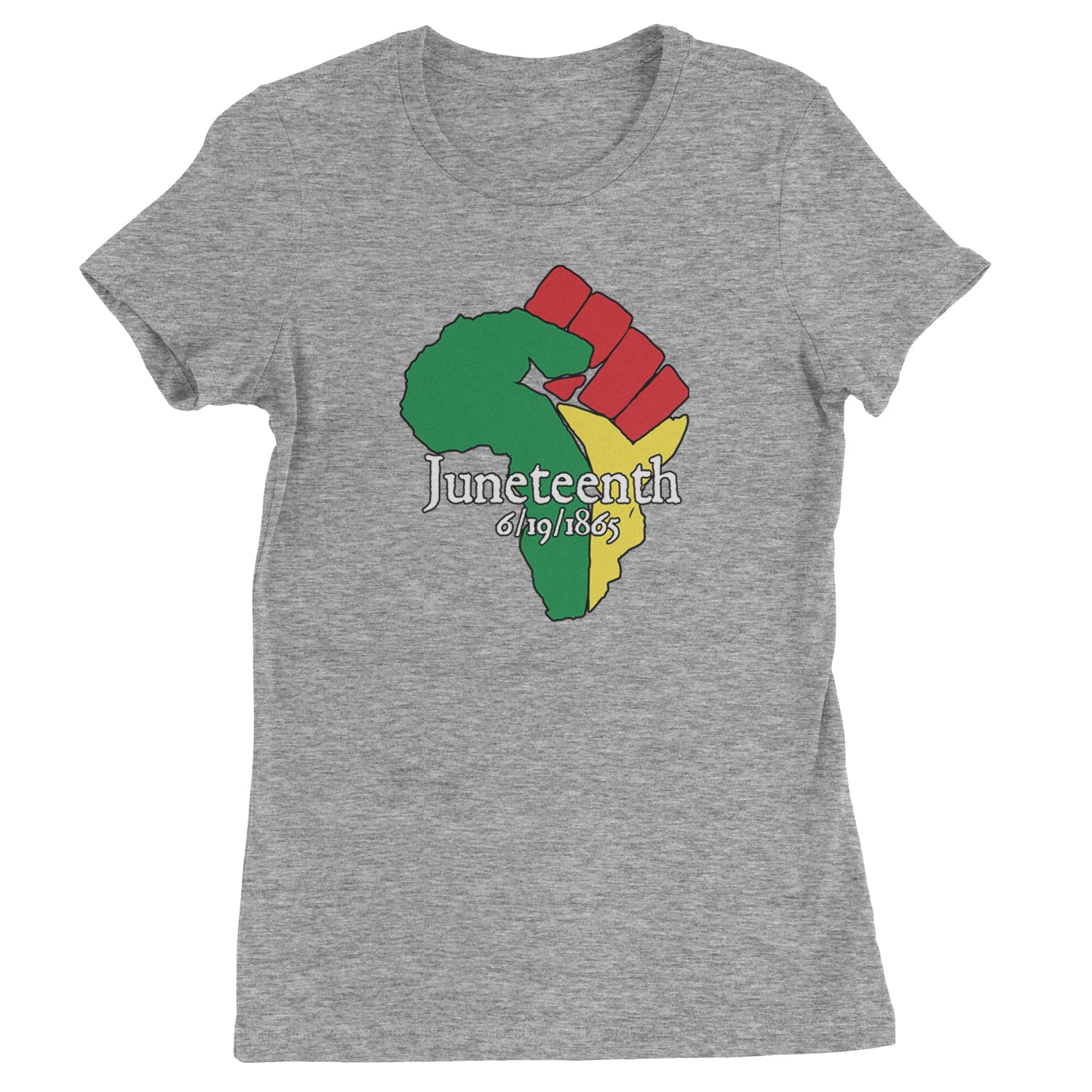 Juneteenth Raised Fist Africa Celebrate Emancipation Day  Womens T-shirt Heather Grey