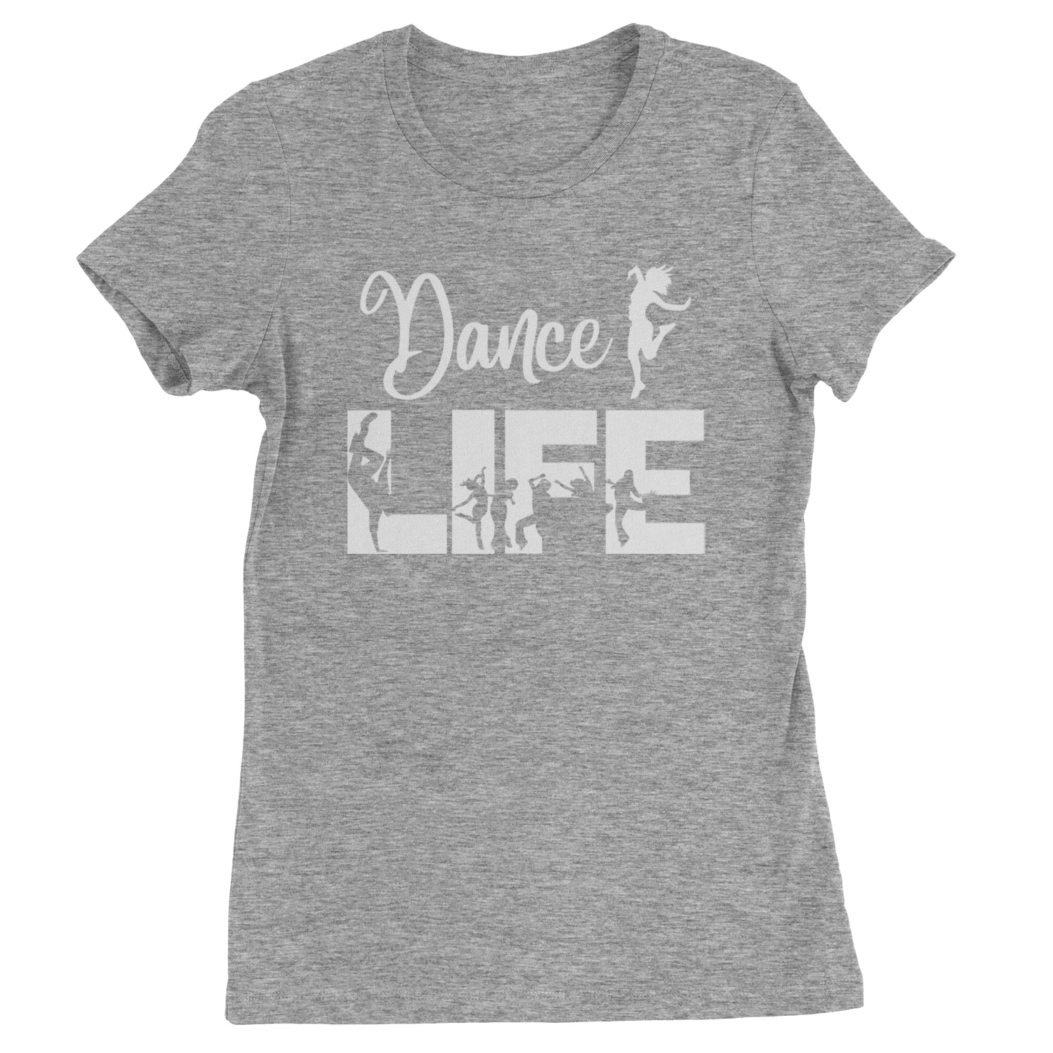 Dance Life Silhouette Dancers Womens T-shirt Heather Grey